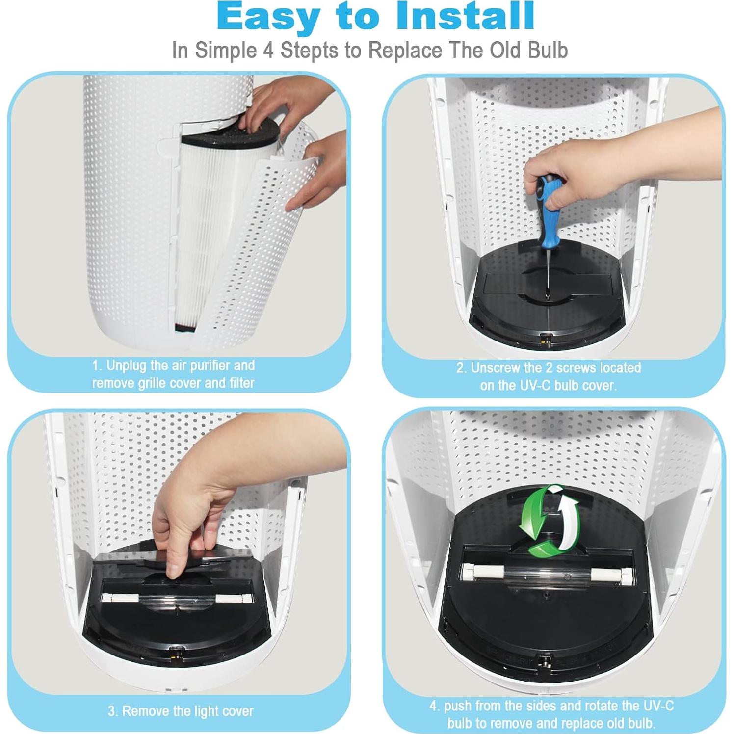 Paquete de 2 Bombillas UV-C 3W SendExtra AP-UVC1 para Purificadores Homedics