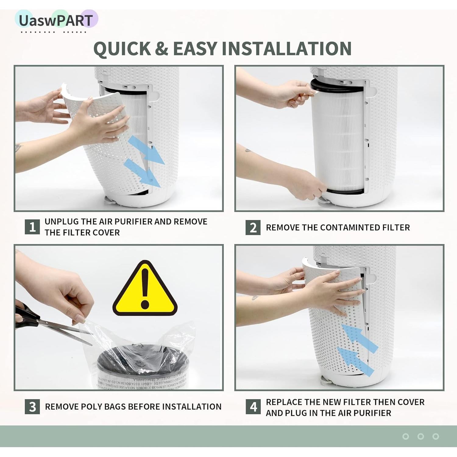 Filtro de Reemplazo UaswPART AP-PET35FL para Purificador HoMedics