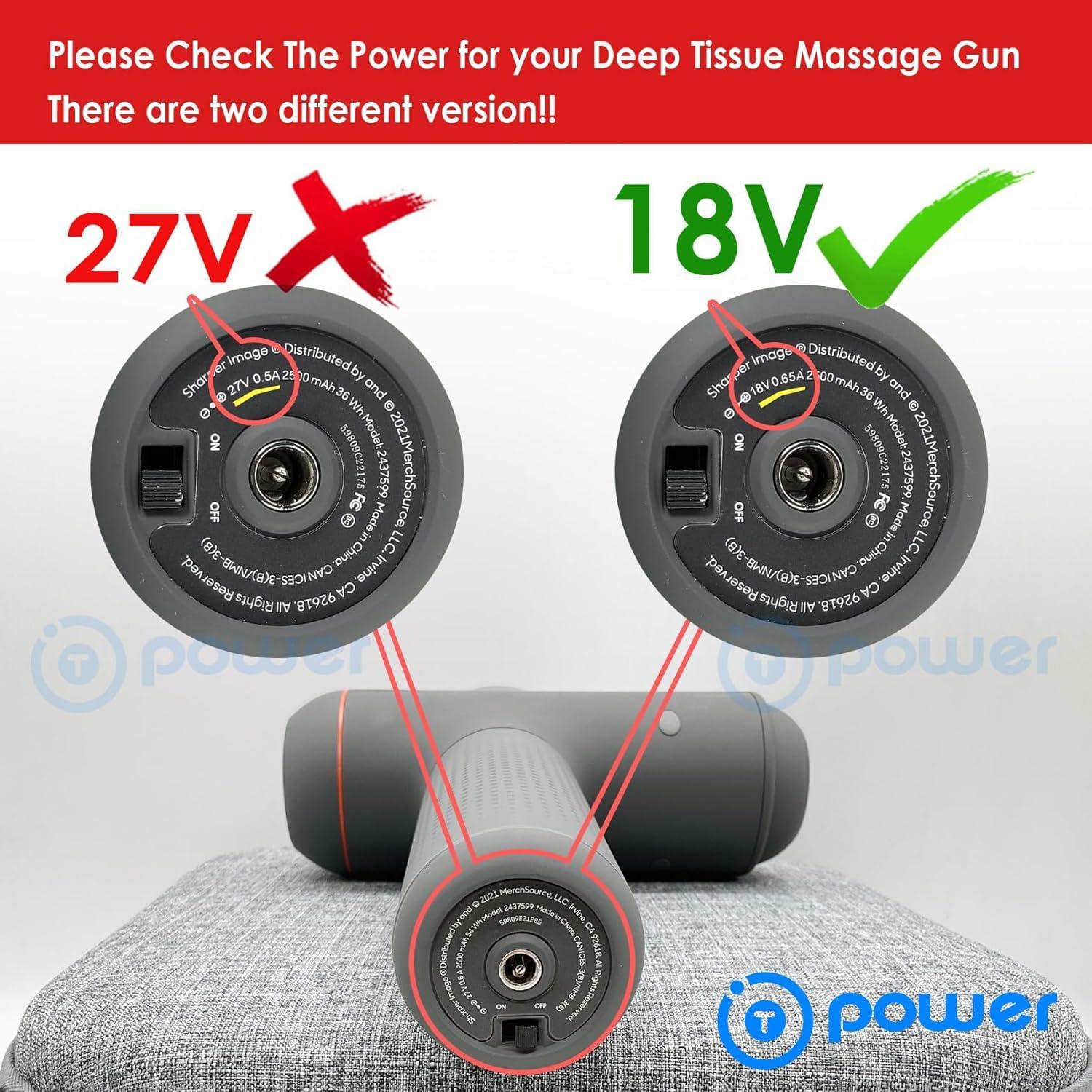 Cargador T POWER 18V para Pistolas de Masaje Sharper Image y HoMedics