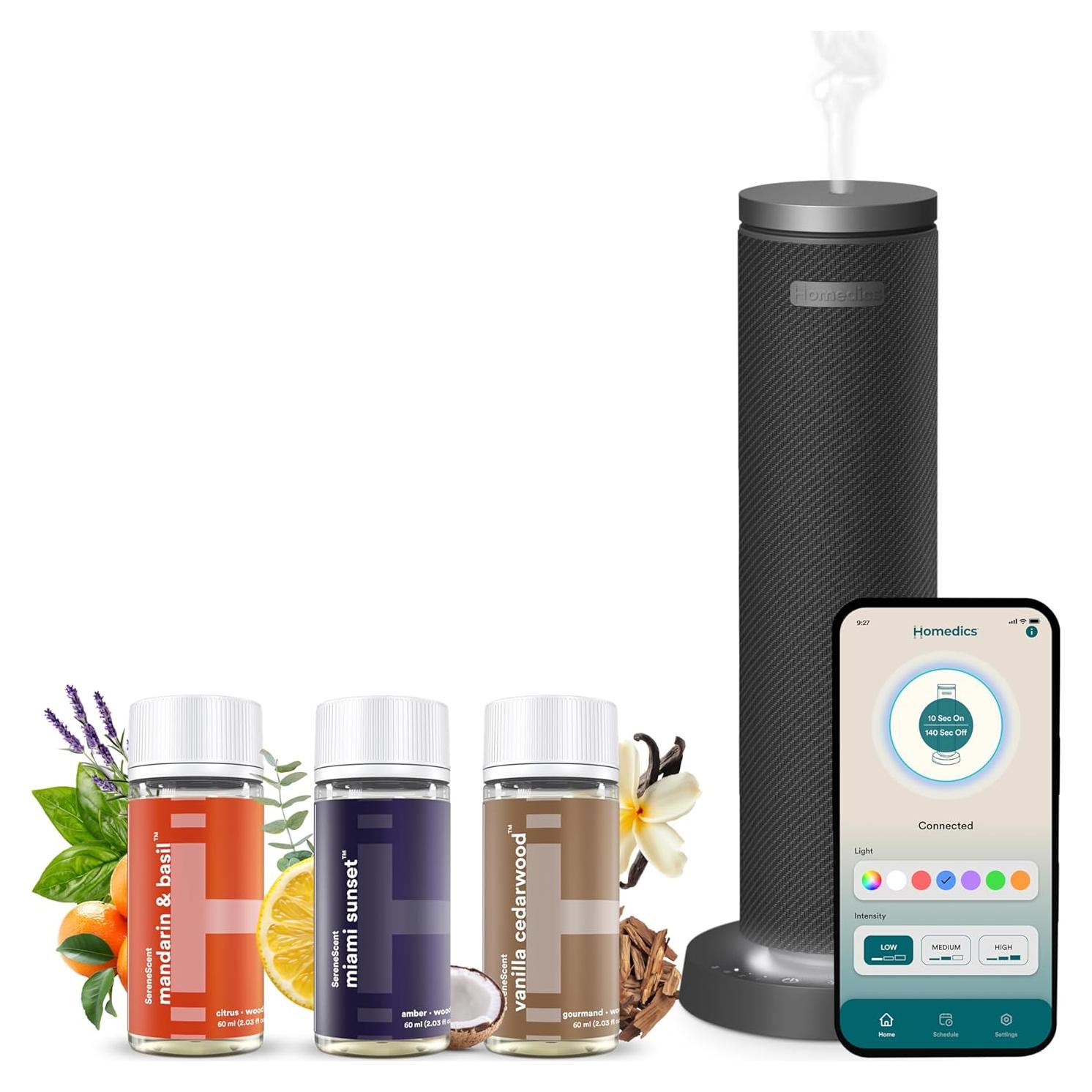 Difusor de Aromaterapia Homedics SereneScent Inalámbrico Negro