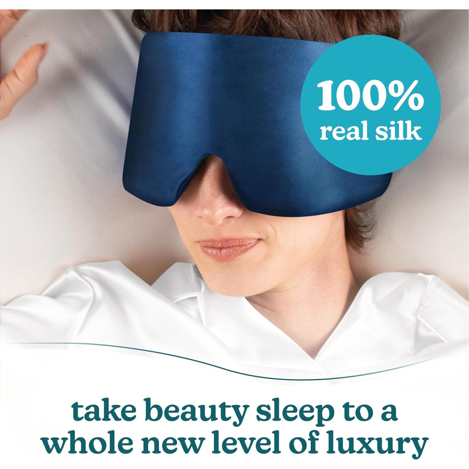 Máscara de Sueño 100% Seda Homedics Azul Medianoche - Ajustable