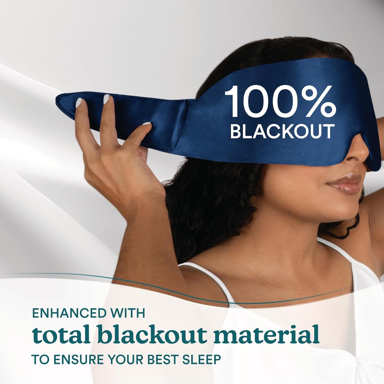 Máscara de Sueño 100% Seda Homedics Azul Medianoche - Ajustable