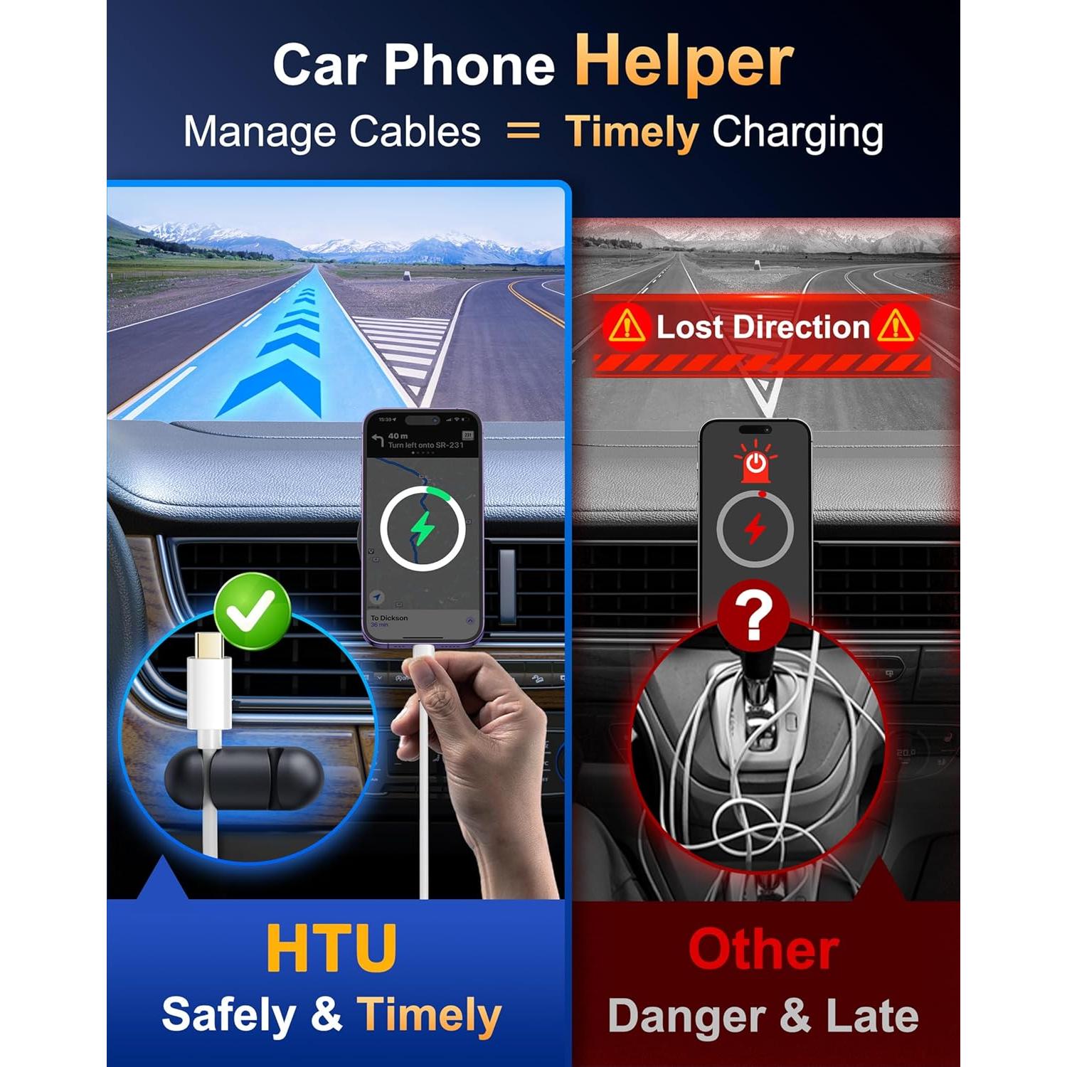 Soporte de Teléfono para Coche HTU 2025 Negro 45kg Antichoque