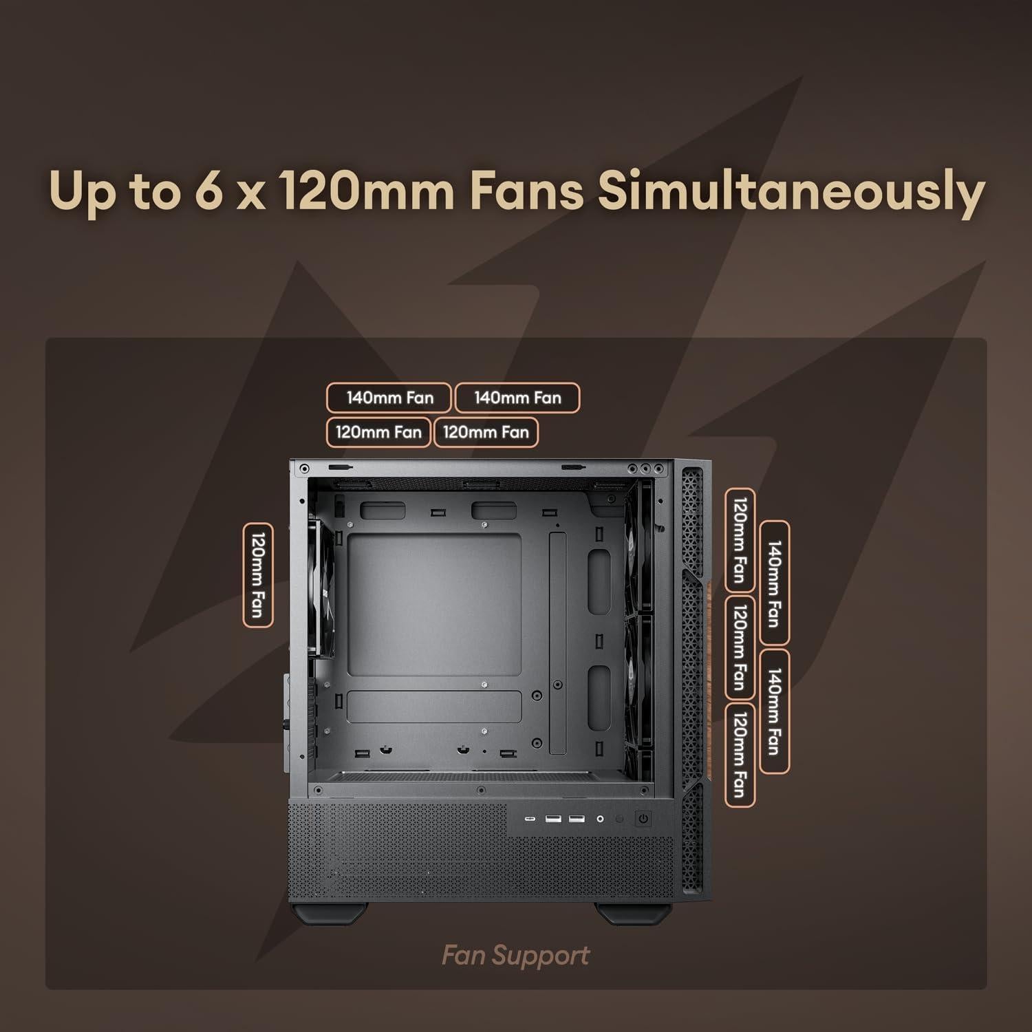 Caja Micro ATX Okinos Madera Nogal con Ventiladores 120mm