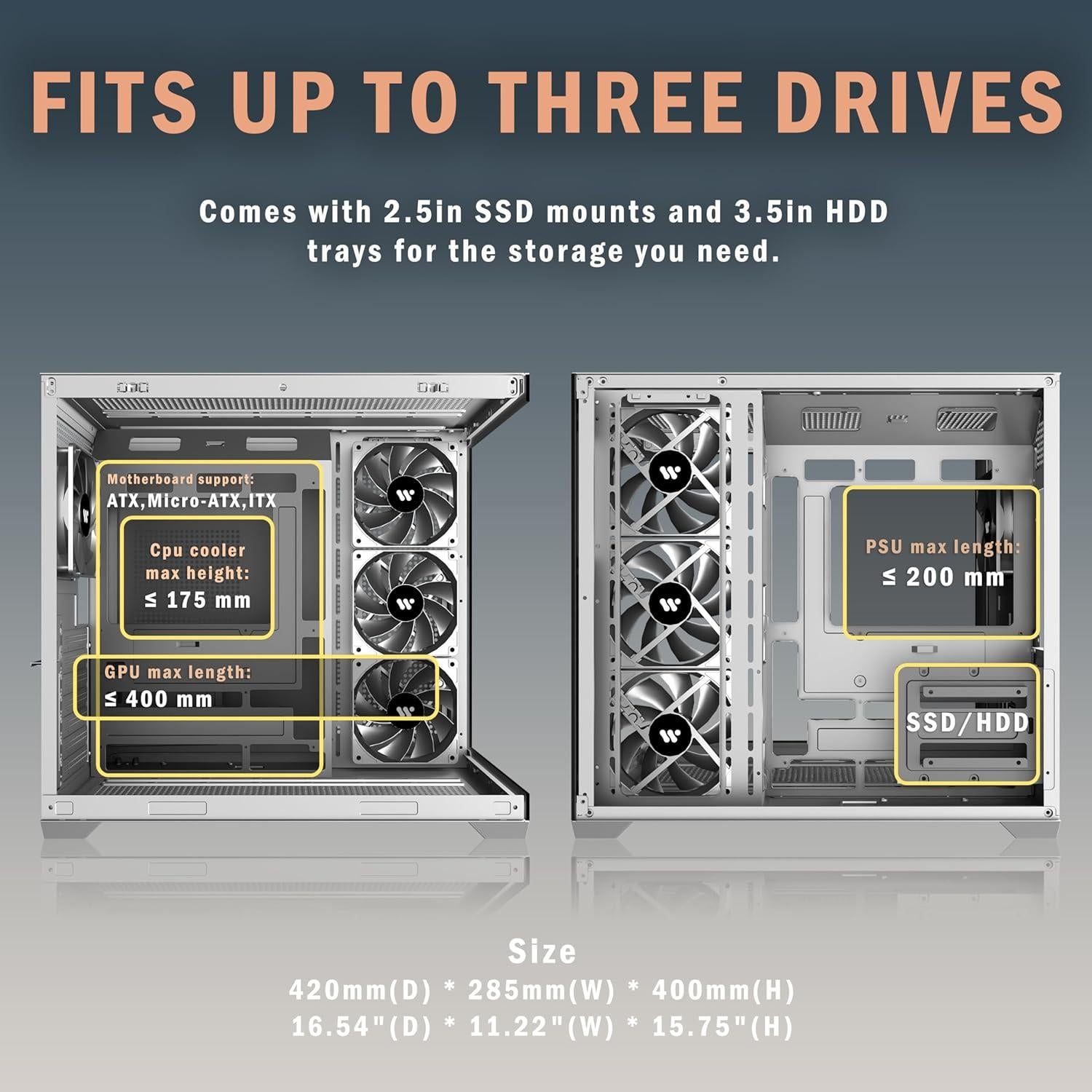 Caja de PC KEDIERS K4 ATX con 4 Ventiladores y Vidrio Templado