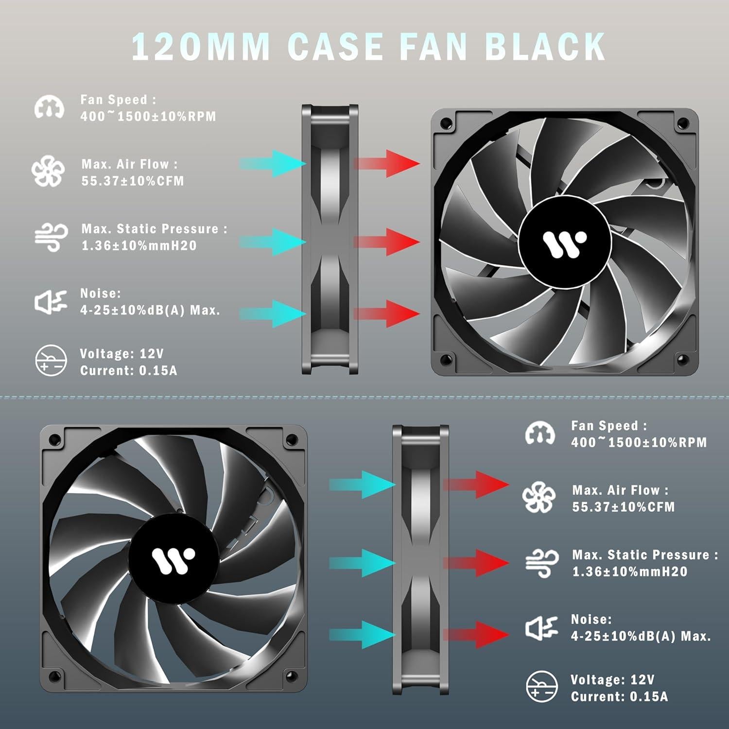 Caja de PC KEDIERS K4 ATX con 4 Ventiladores y Vidrio Templado