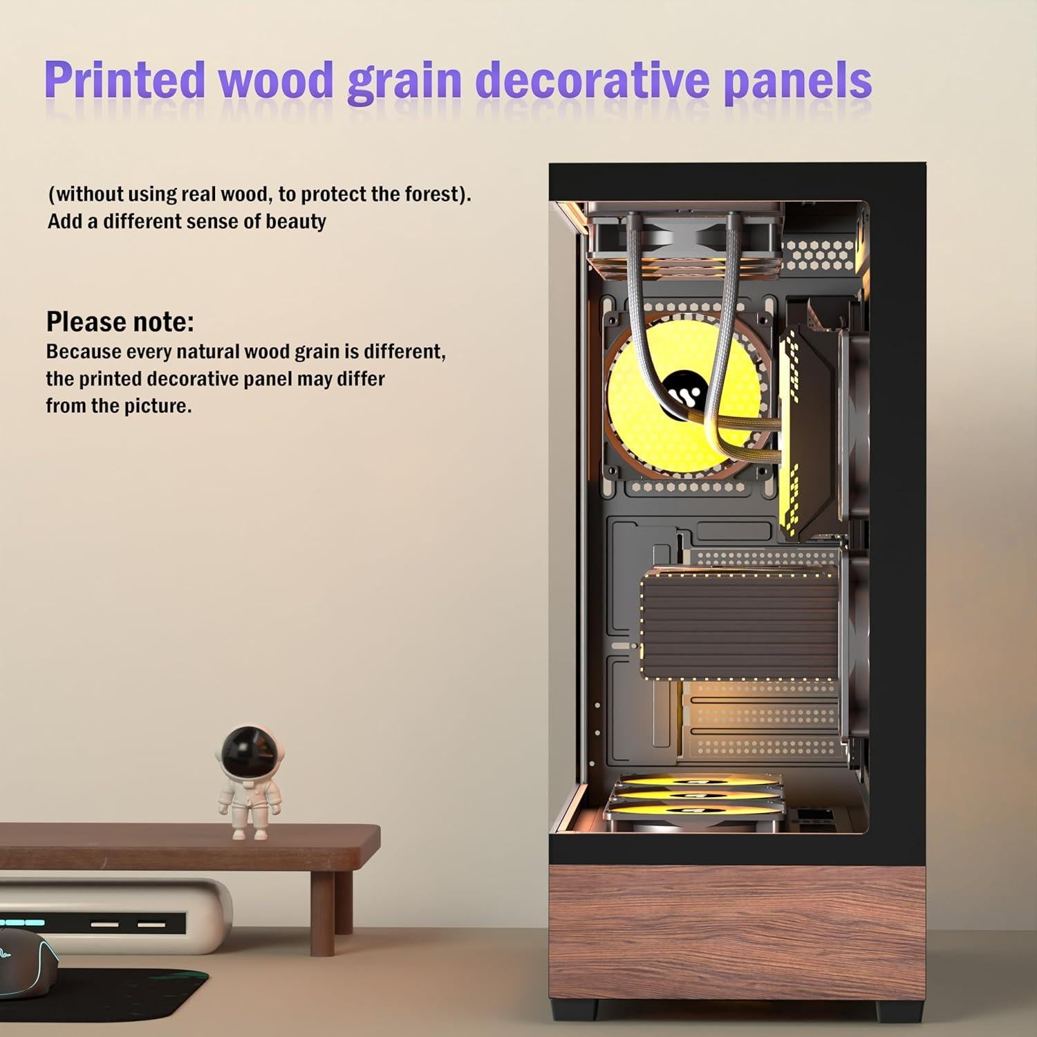 Caja de PC KEDIERS P6 ATX con 5 Ventiladores ARGB y Vidrio Templado