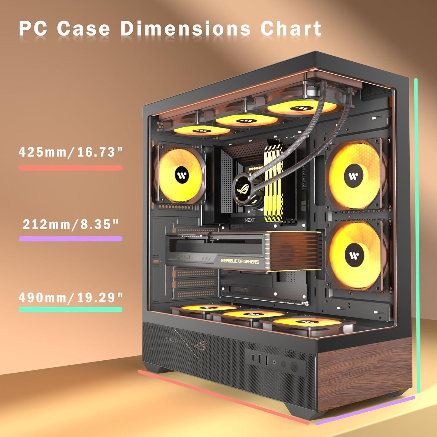 Caja de PC KEDIERS P6 ATX con 5 Ventiladores ARGB y Vidrio Templado
