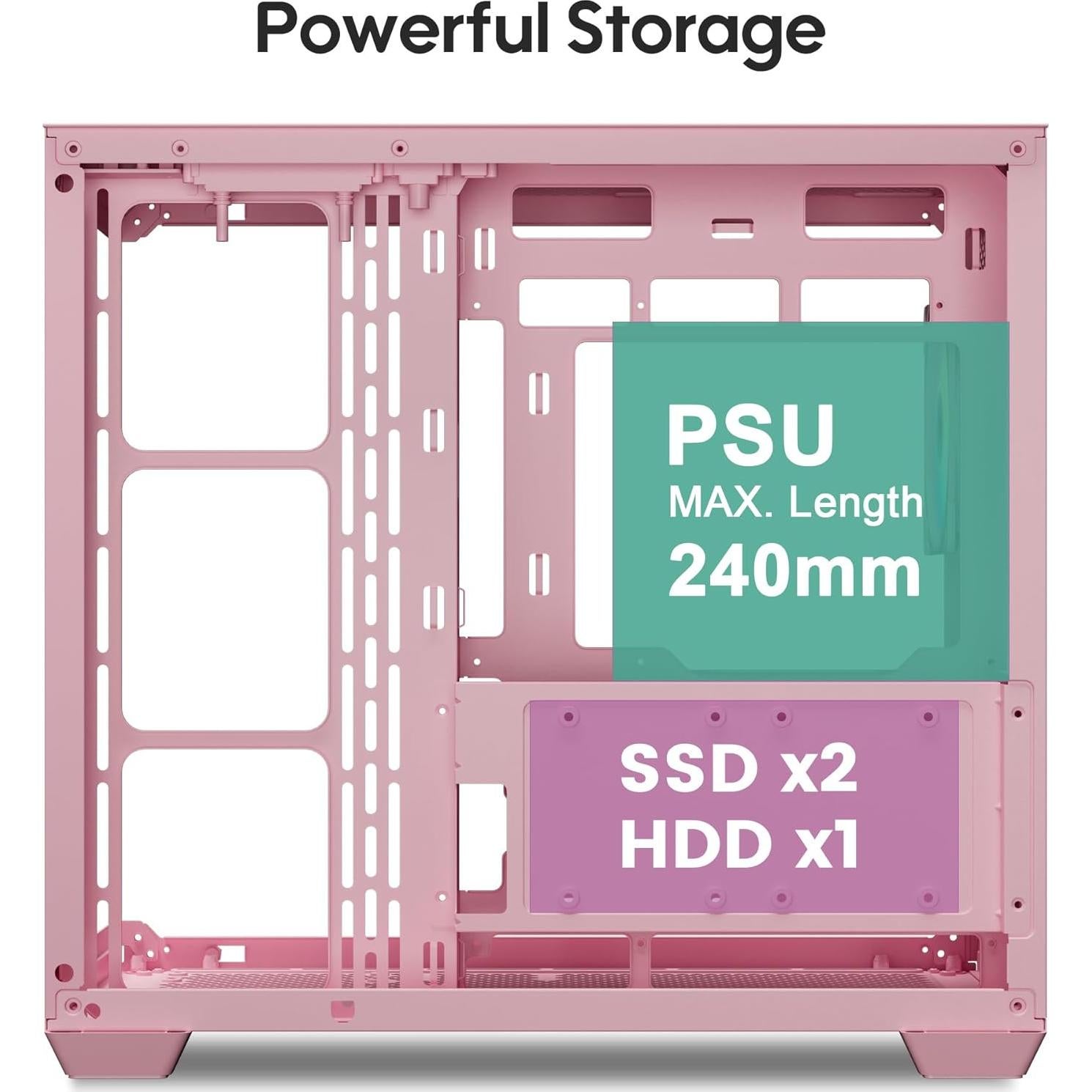 Caja de PC ATX Vetroo AL900 Rosa con vidrio templado 270°