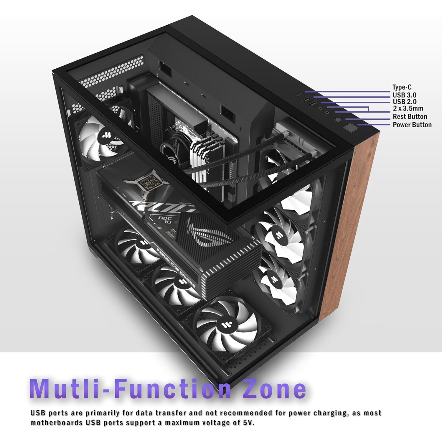 Caja de PC KEDIERS P7 ATX 6 Fans ARGB PWM Vidrio Templado