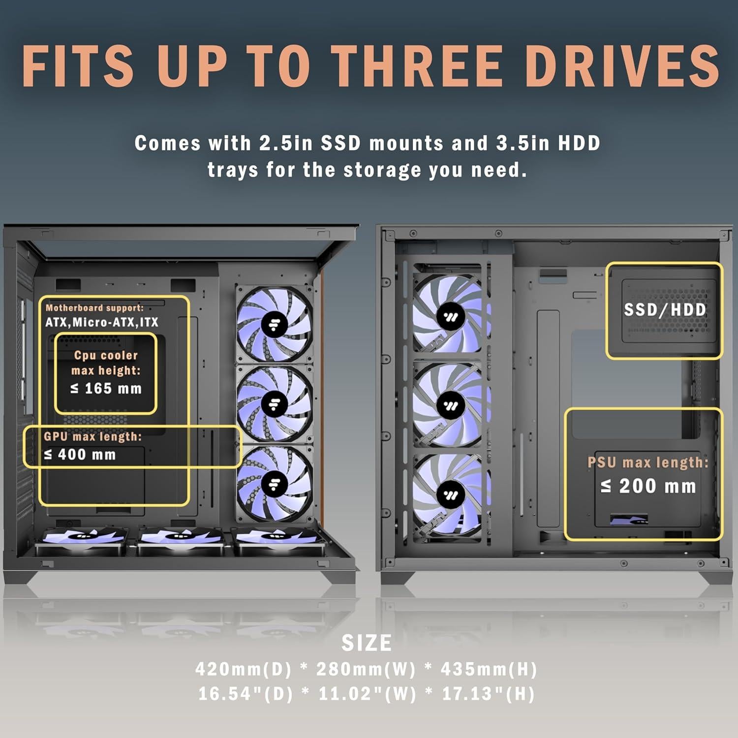 Caja de PC KEDIERS P7 ATX 6 Fans ARGB PWM Vidrio Templado
