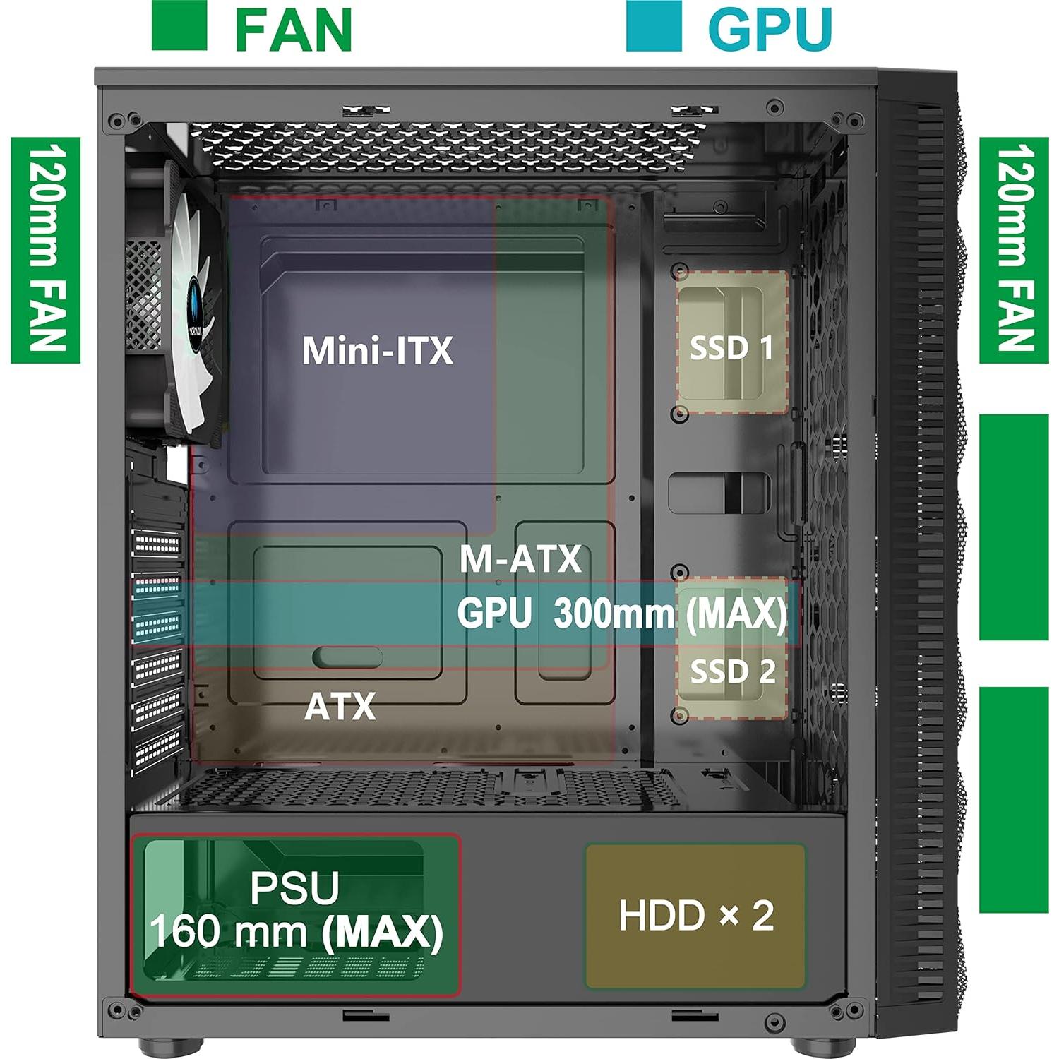 Caja de PC MOROVOL 621 ATX con 4 Ventiladores RGB y Vidrio Templado