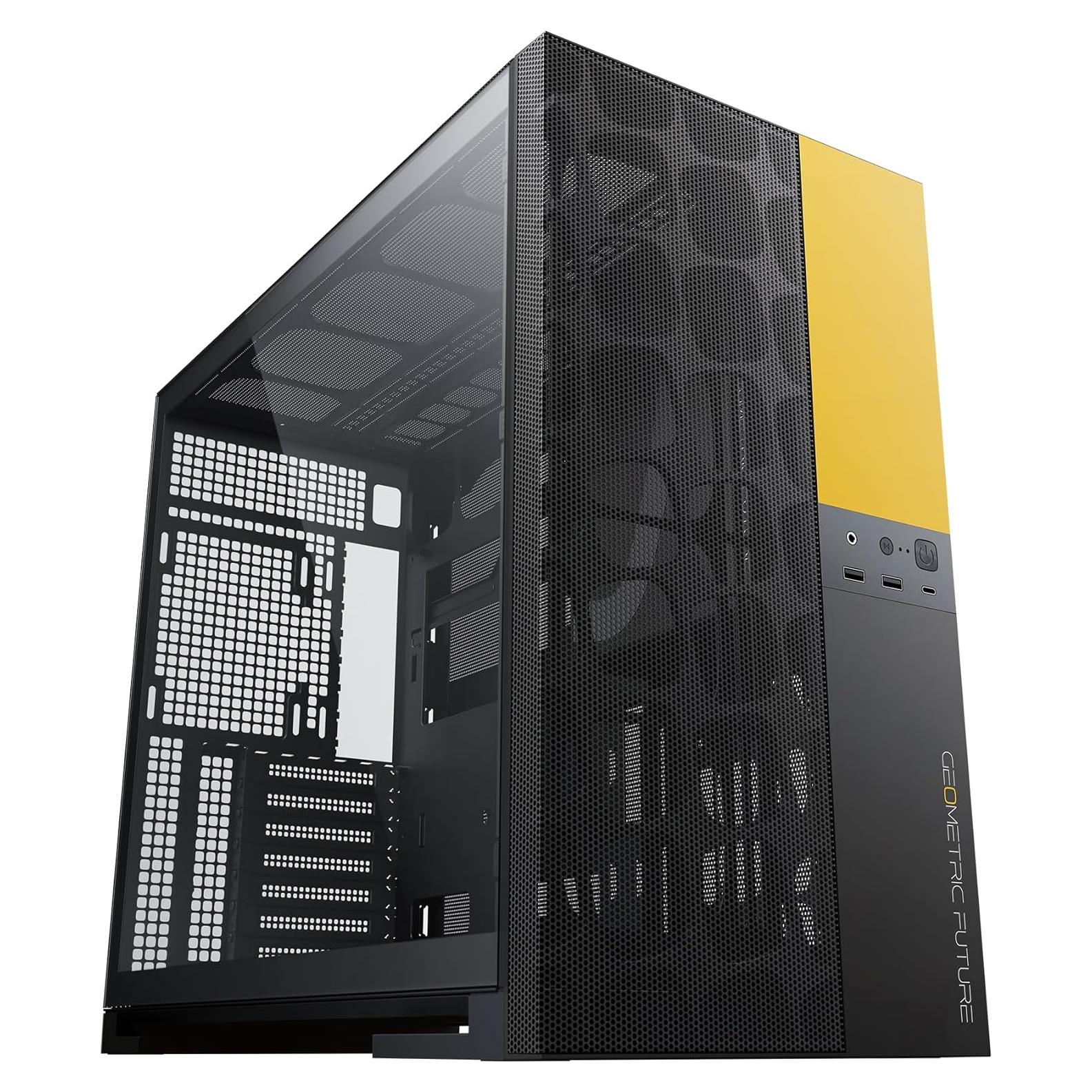 Panel Frontal M5 Vent Futuro Geométrico Negro/Amarillo E-ATX