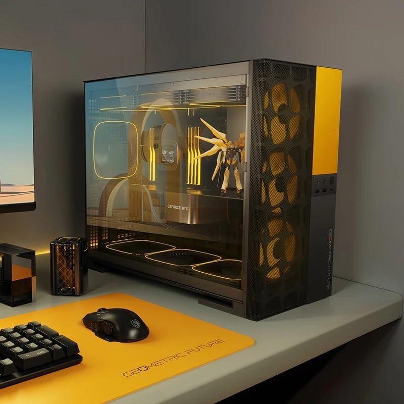 Panel Frontal M5 Vent Futuro Geométrico Negro/Amarillo E-ATX