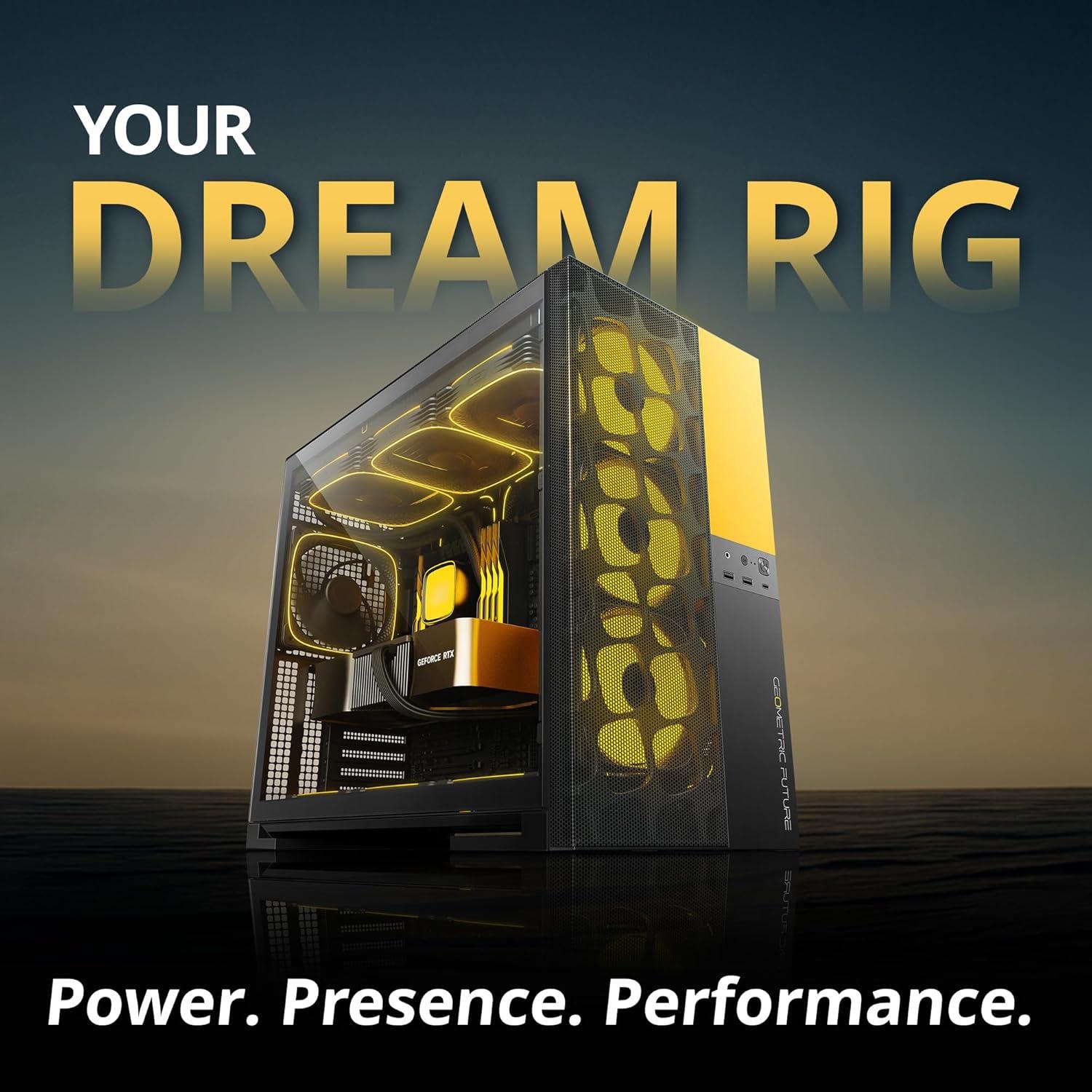 Panel Frontal M5 Vent Futuro Geométrico Negro/Amarillo E-ATX