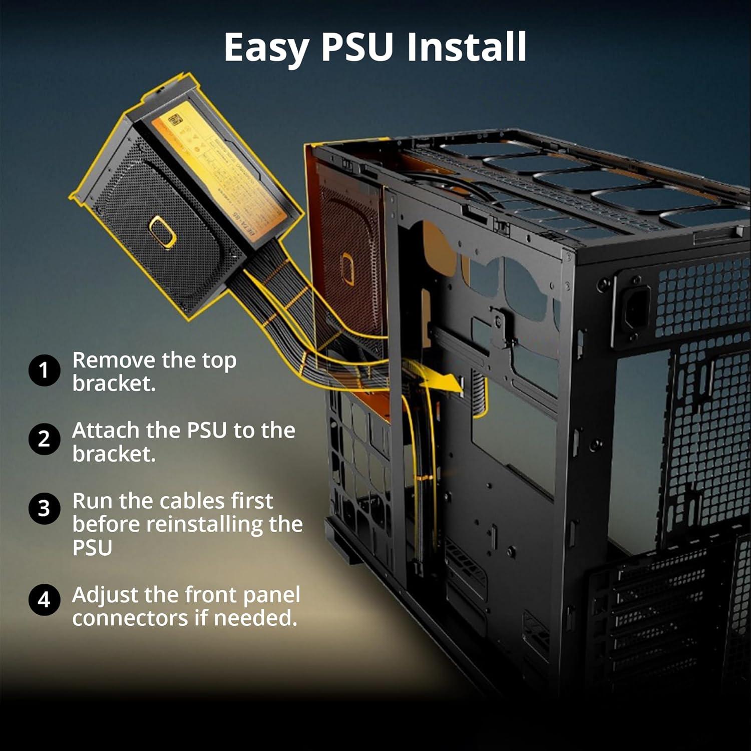 Panel Frontal M5 Vent Futuro Geométrico Negro/Amarillo E-ATX
