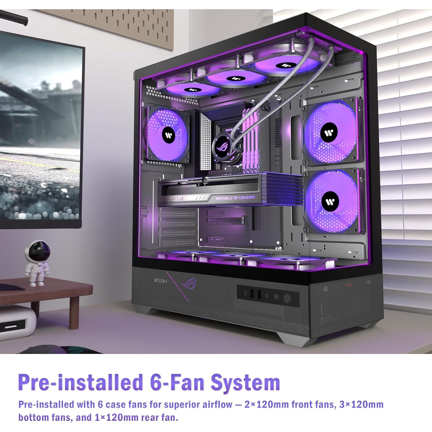 Caja de PC ATX ANSAITE C8 con 6 Ventiladores ARGB