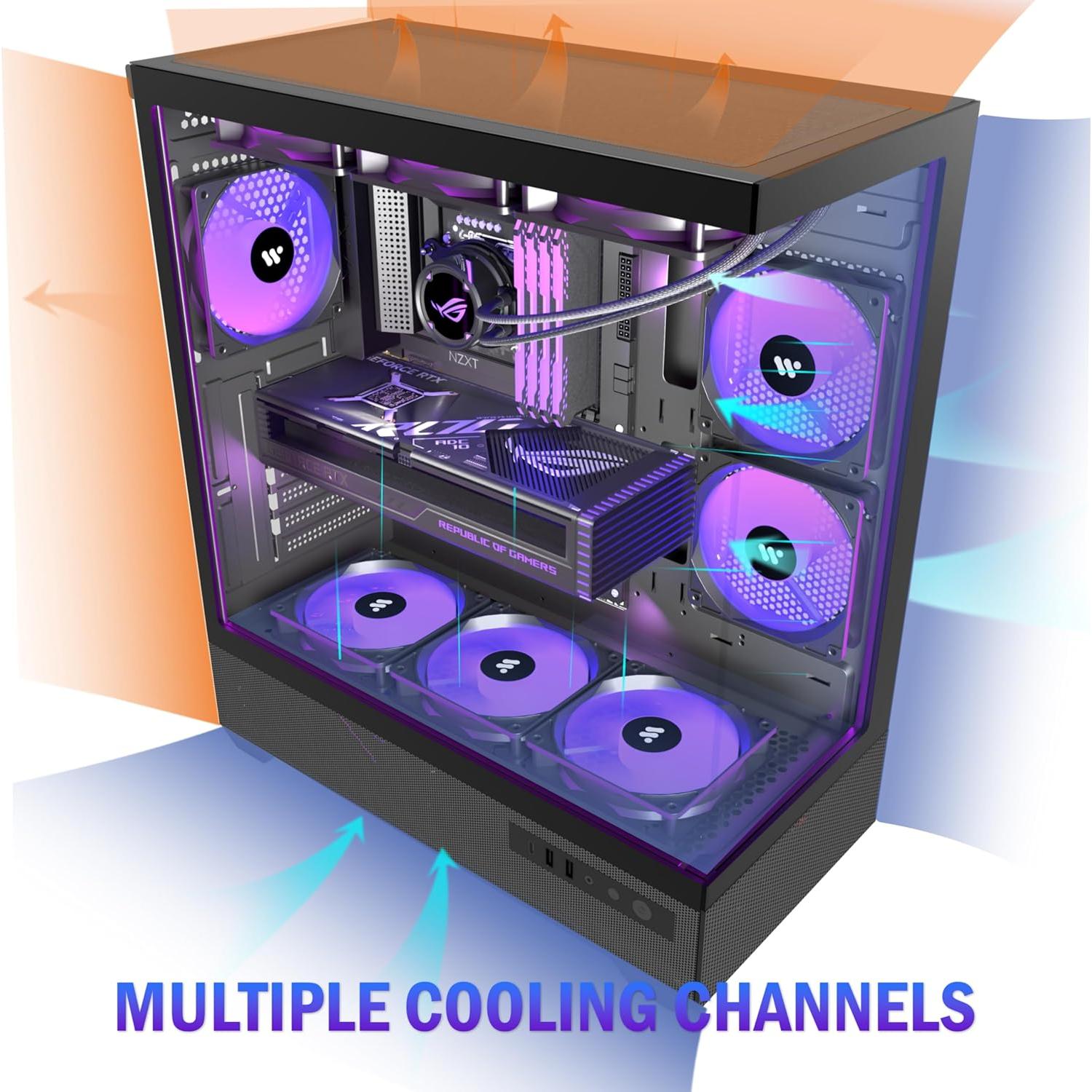 Caja de PC ATX ANSAITE C8 con 6 Ventiladores ARGB