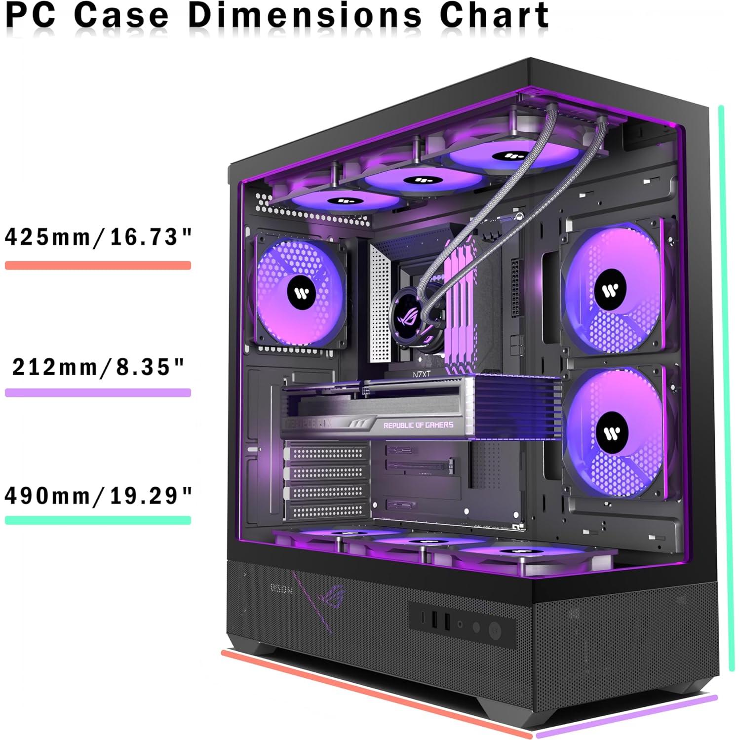 Caja de PC ATX ANSAITE C8 con 6 Ventiladores ARGB