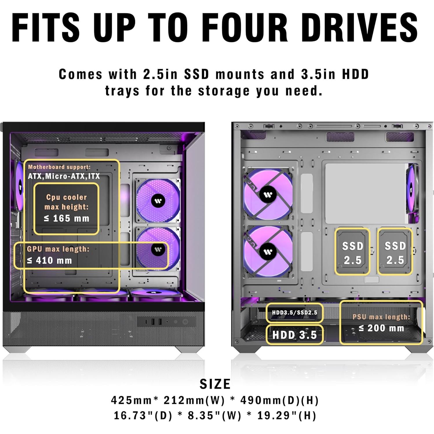 Caja de PC ATX ANSAITE C8 con 6 Ventiladores ARGB