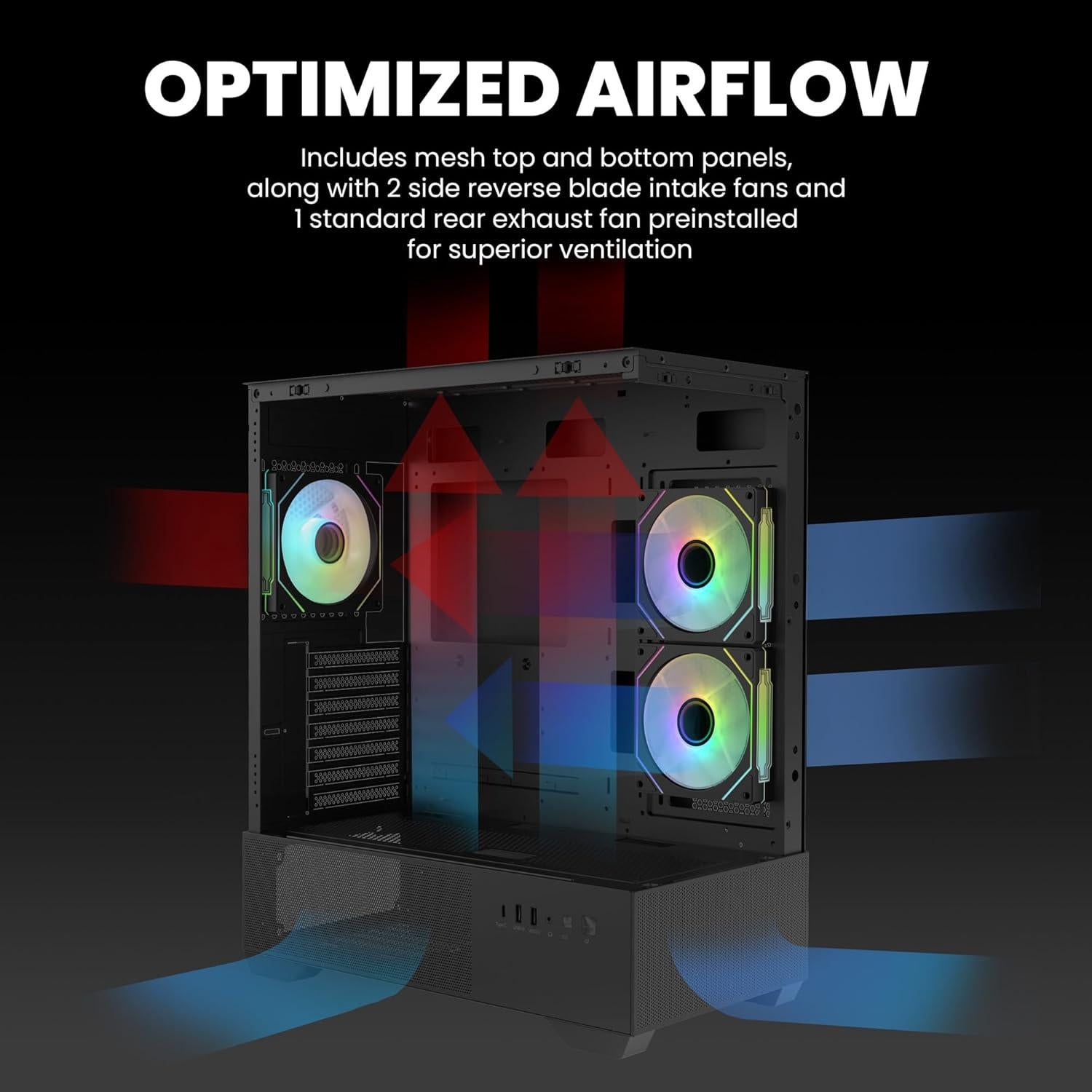 Caja de PC Zalman CHRONIX Mid-Tower ATX con 3 Ventiladores ARGB