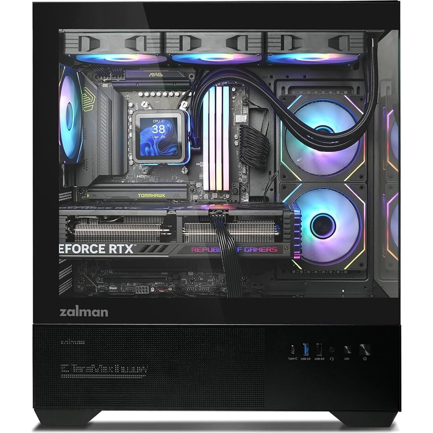 Caja de PC Zalman CHRONIX Mid-Tower ATX con 3 Ventiladores ARGB