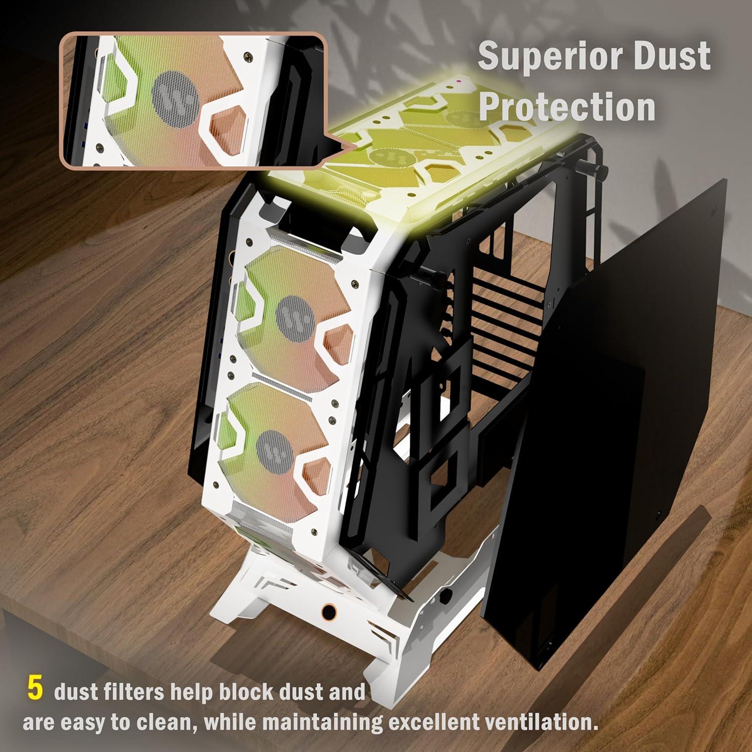 Caja de PC KEDIERS C570 ATX Vidrio Templado 5 Ventiladores ARGB