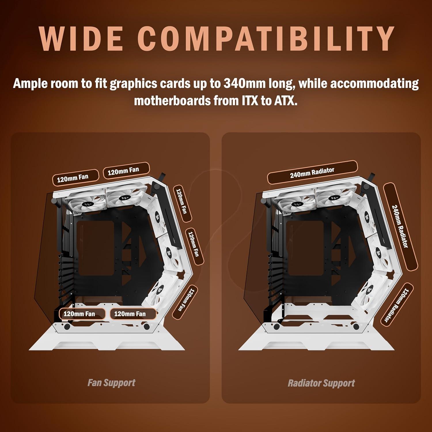 Caja de PC KEDIERS C570 ATX Vidrio Templado 5 Ventiladores ARGB