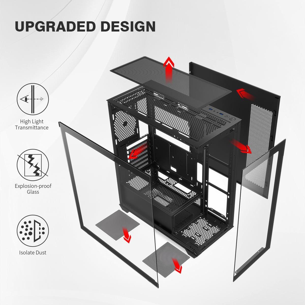 Caja de PC RUIX OV603 Mid-Tower ATX con 4 Ventiladores ARGB