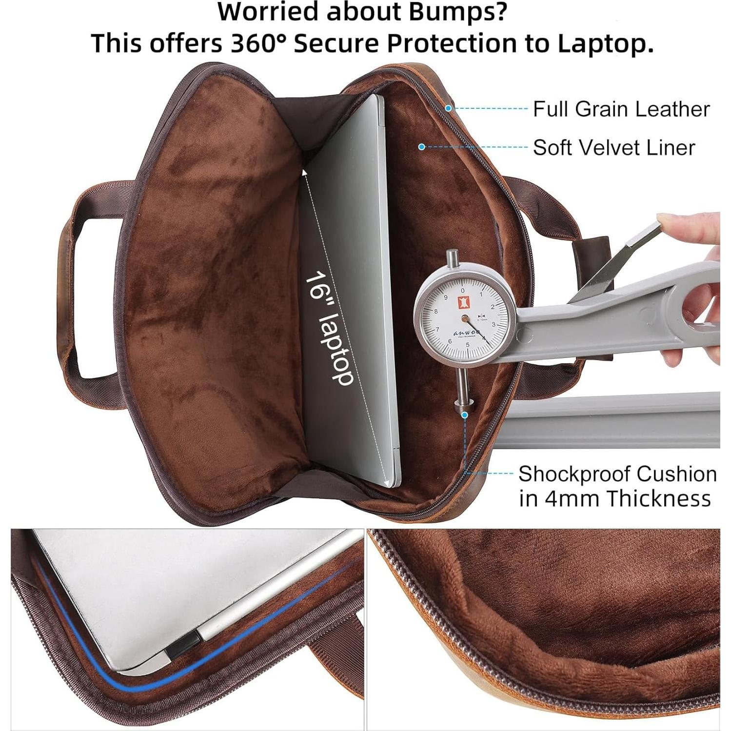 Maletín de Cuero para Laptop 15.6" Unique Retro Bag Marrón