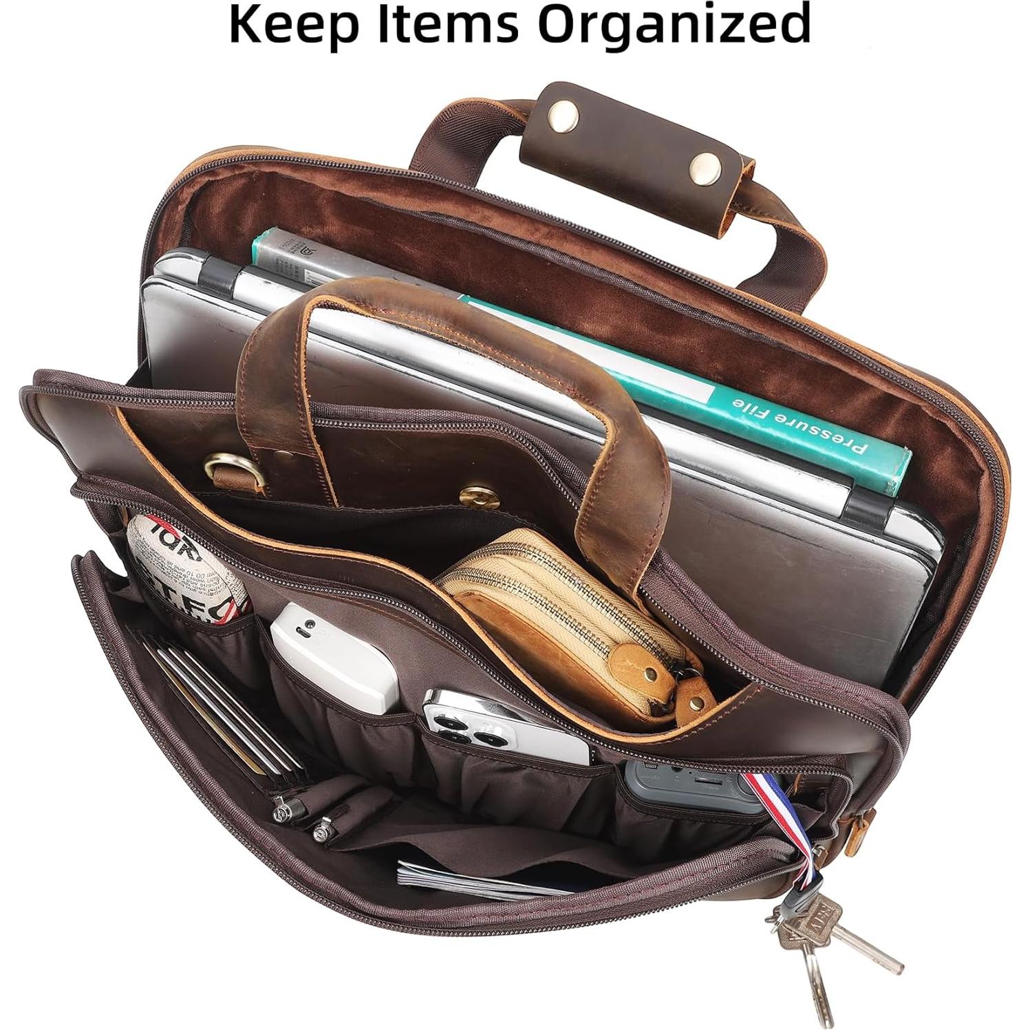 Maletín de Cuero para Laptop 15.6" Unique Retro Bag Marrón