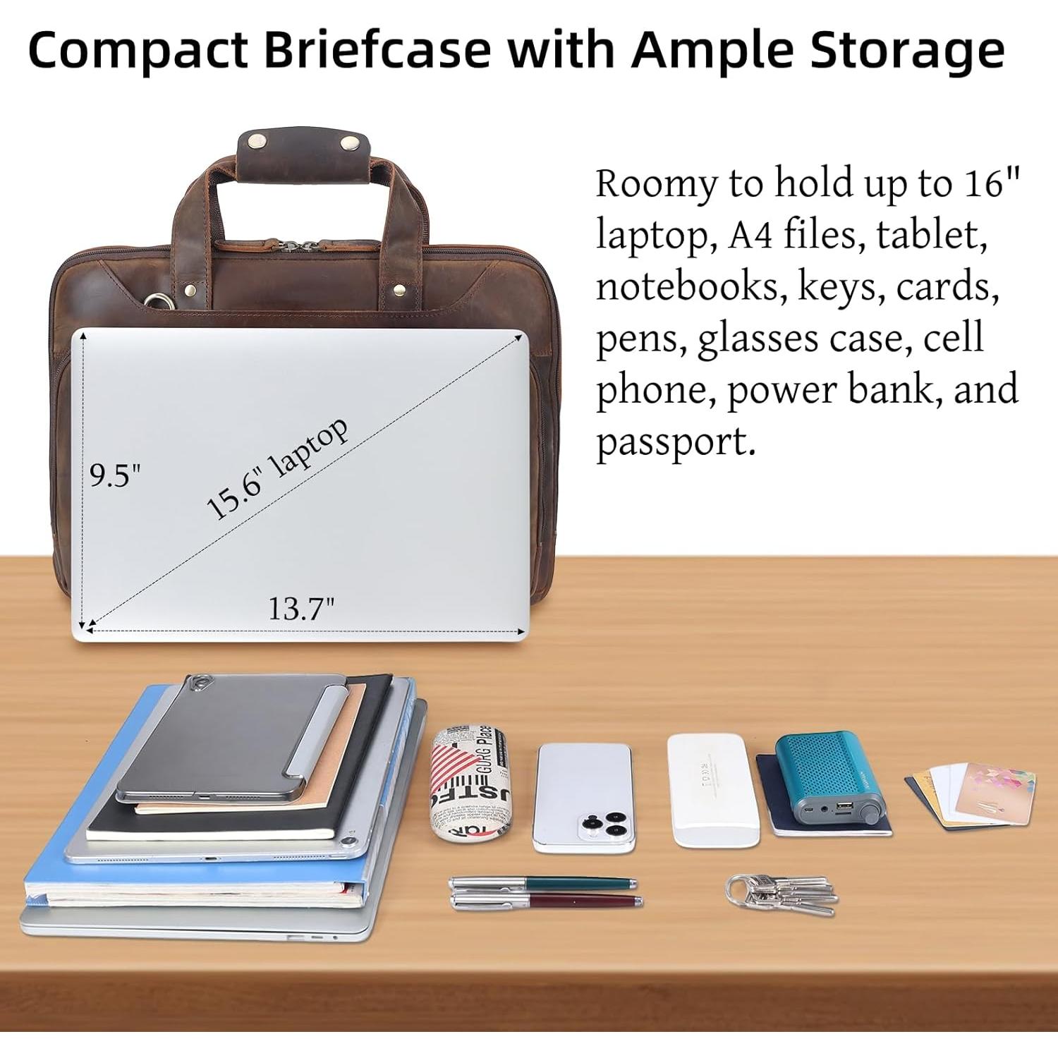 Maletín de Cuero para Laptop 15.6" Unique Retro Bag Marrón