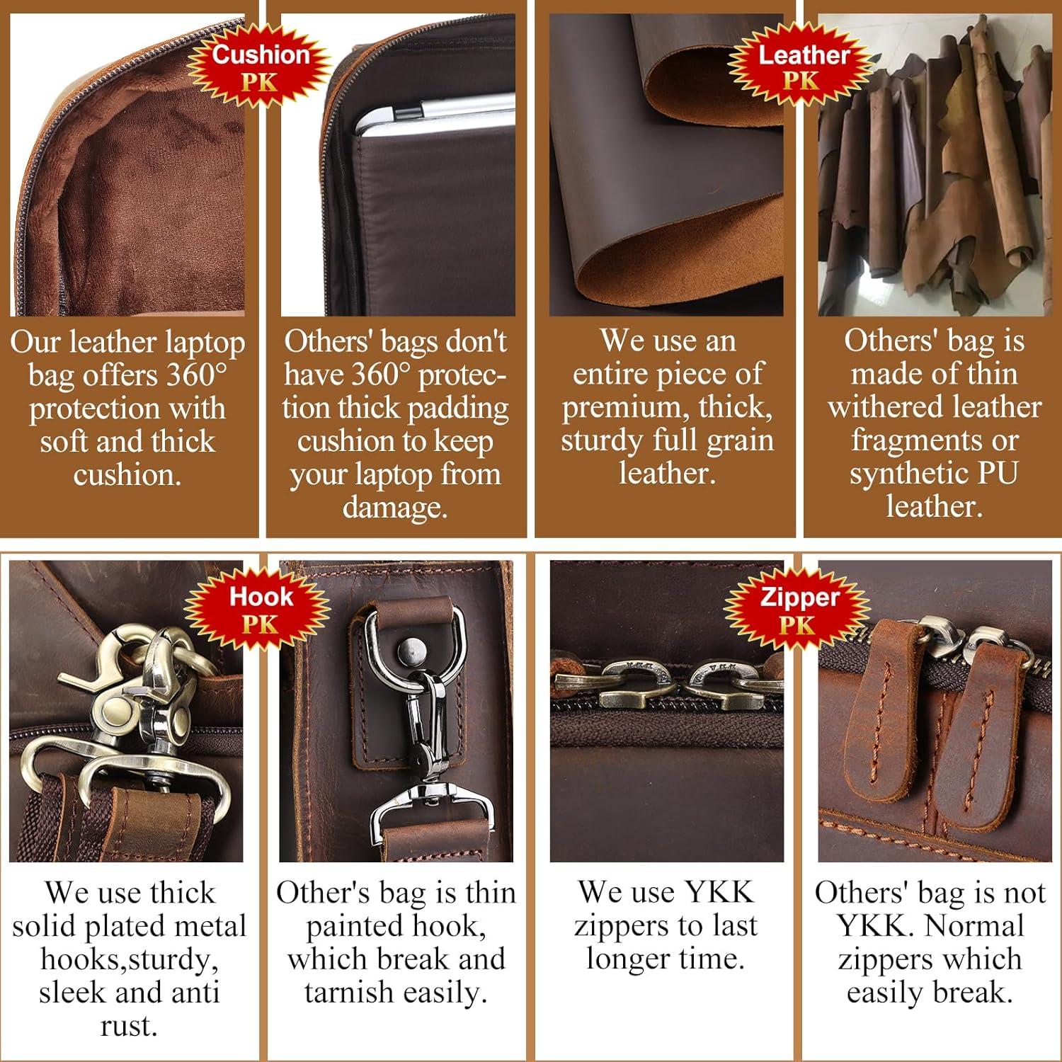 Maletín de Cuero para Laptop 15.6" Unique Retro Bag Marrón