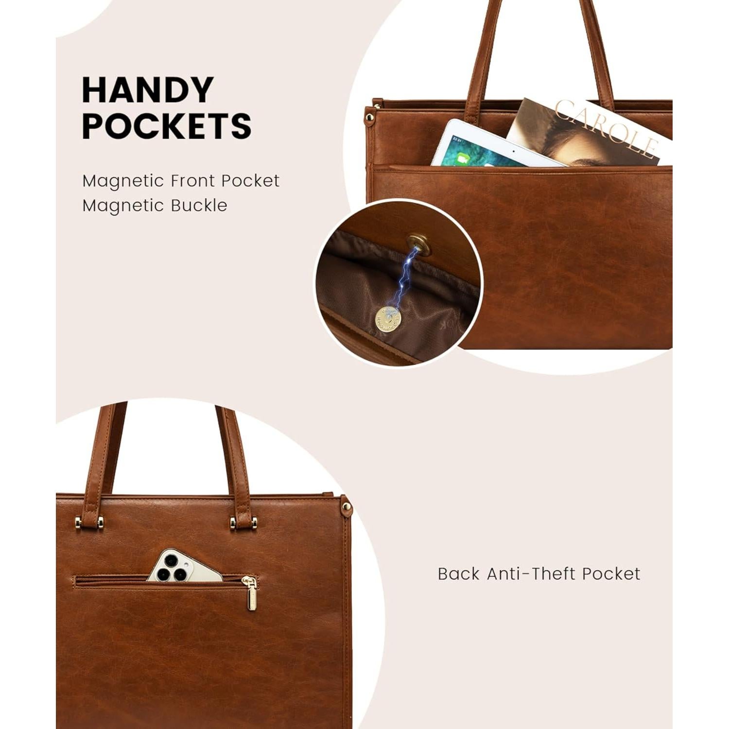 Bolsa Tote para Portátil LOVEVOOK 15.6" Marrón 2-en-1