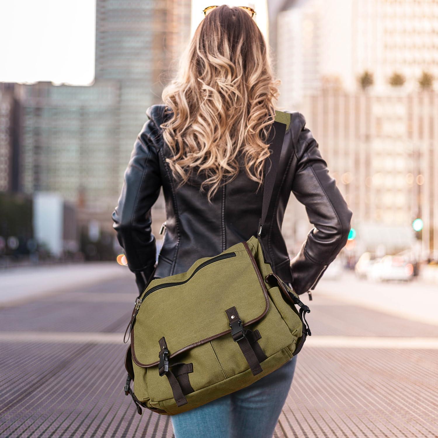 Bolsa de Mensajero Lona CROCOD Verde 15.6" Laptop Unisex