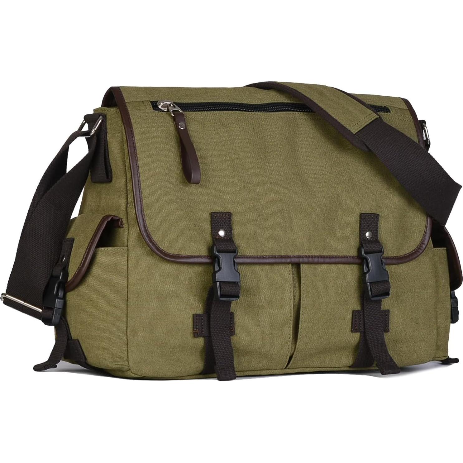 Bolsa de Mensajero Lona CROCOD Verde 15.6" Laptop Unisex