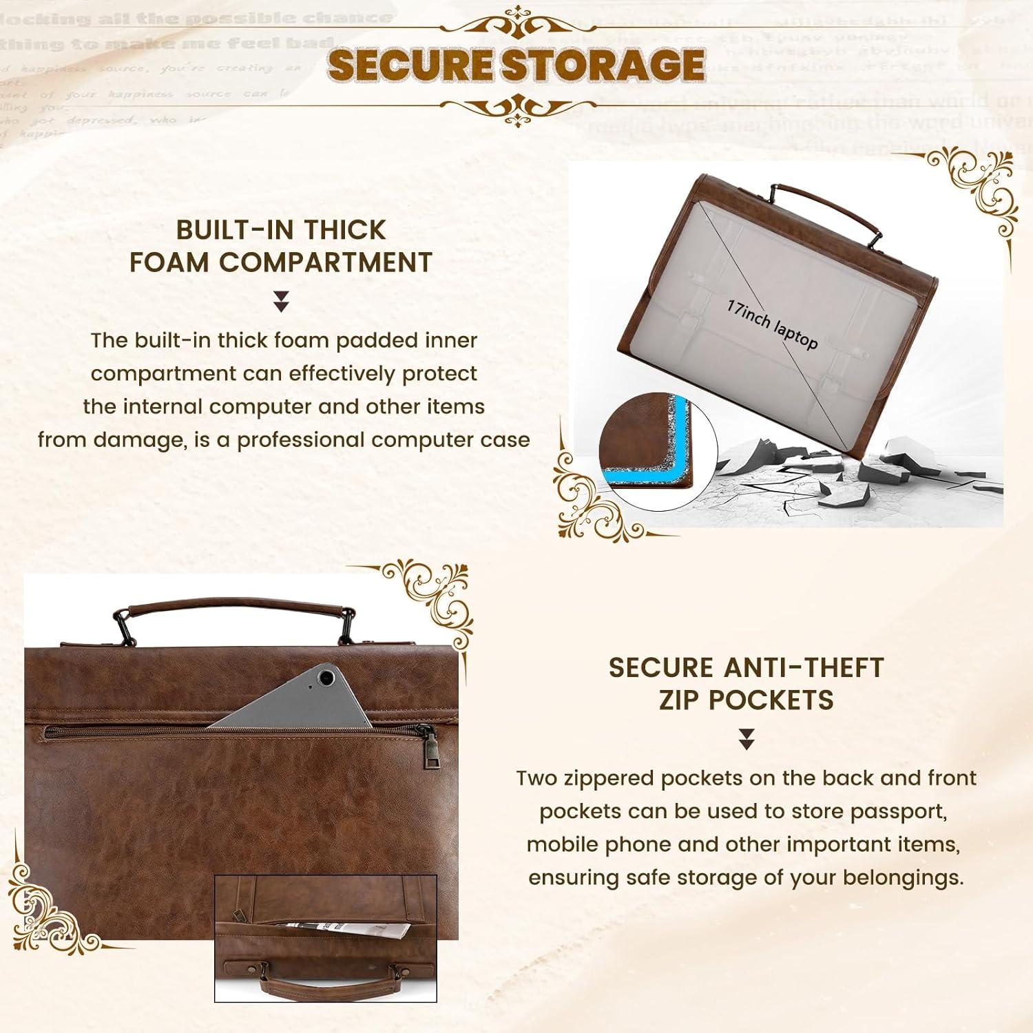 Bolsa de Mensajero Rainsmore 43x15x33 cm Impermeable Cuero Vintage