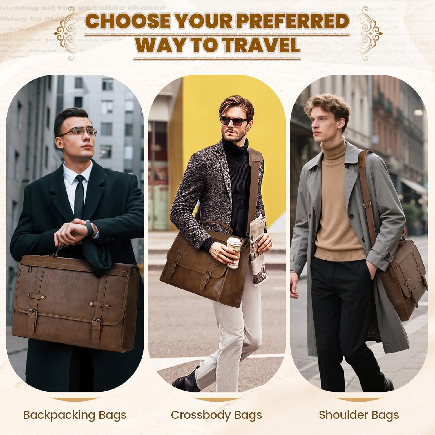 Bolsa de Mensajero Rainsmore 43x15x33 cm Impermeable Cuero Vintage