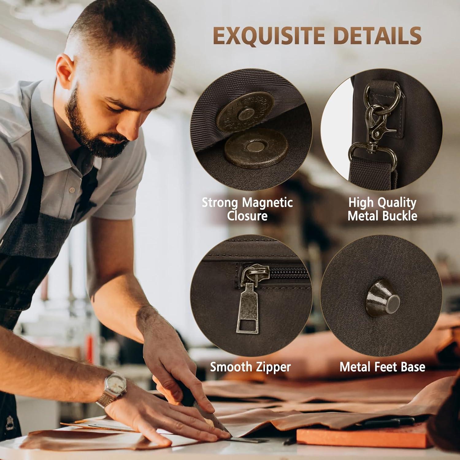 Bolsa de Mensajero de Cuero Rainsmore para Laptop 15.6"