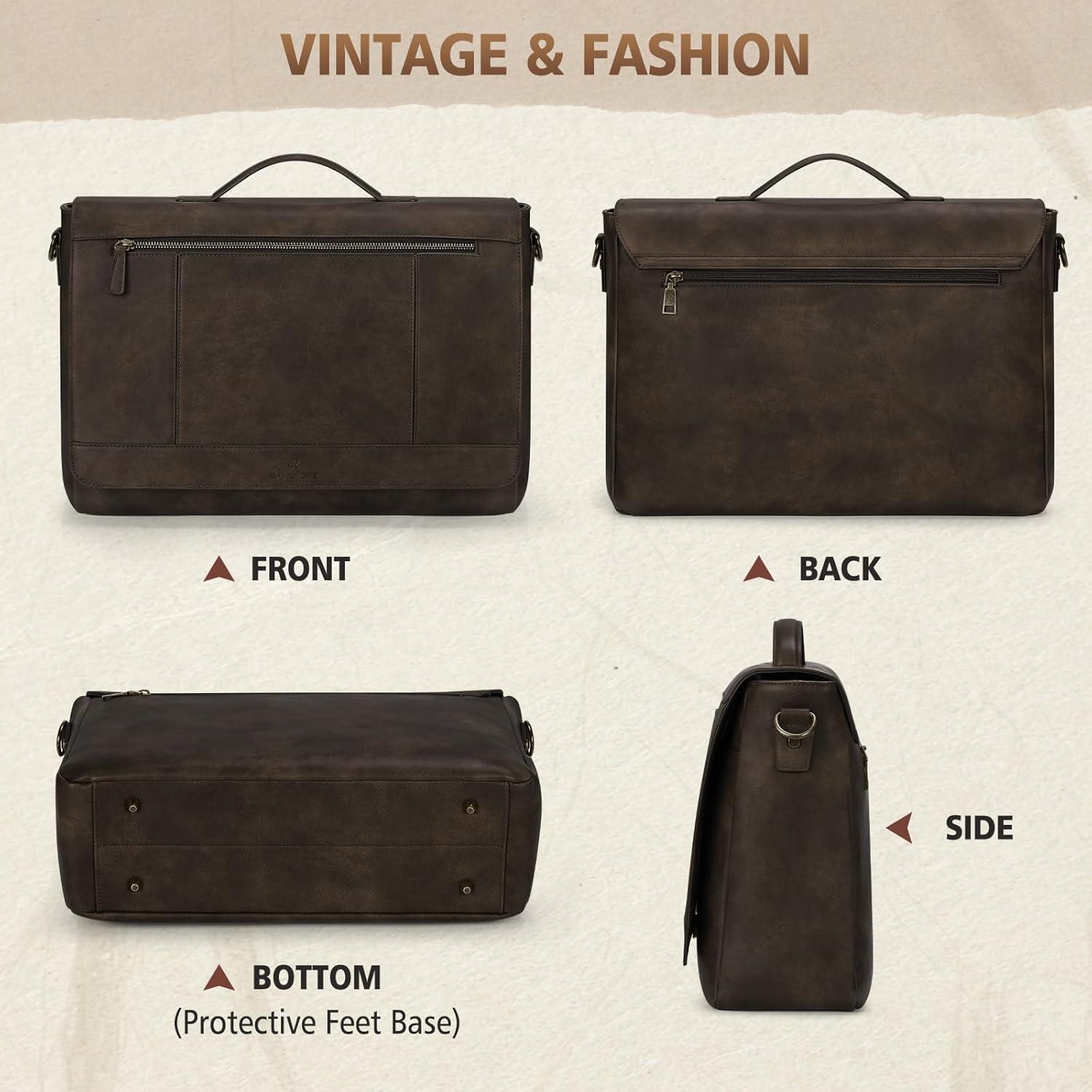 Bolsa de Mensajero de Cuero Rainsmore para Laptop 15.6"