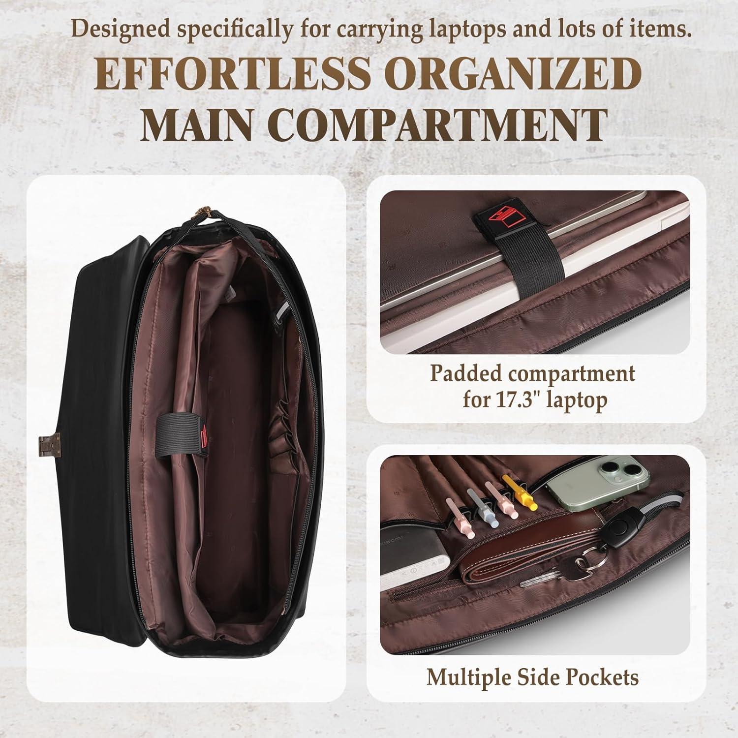 Bolsa de Mensajero Rainsmore para Laptop 17" Hombre Negro