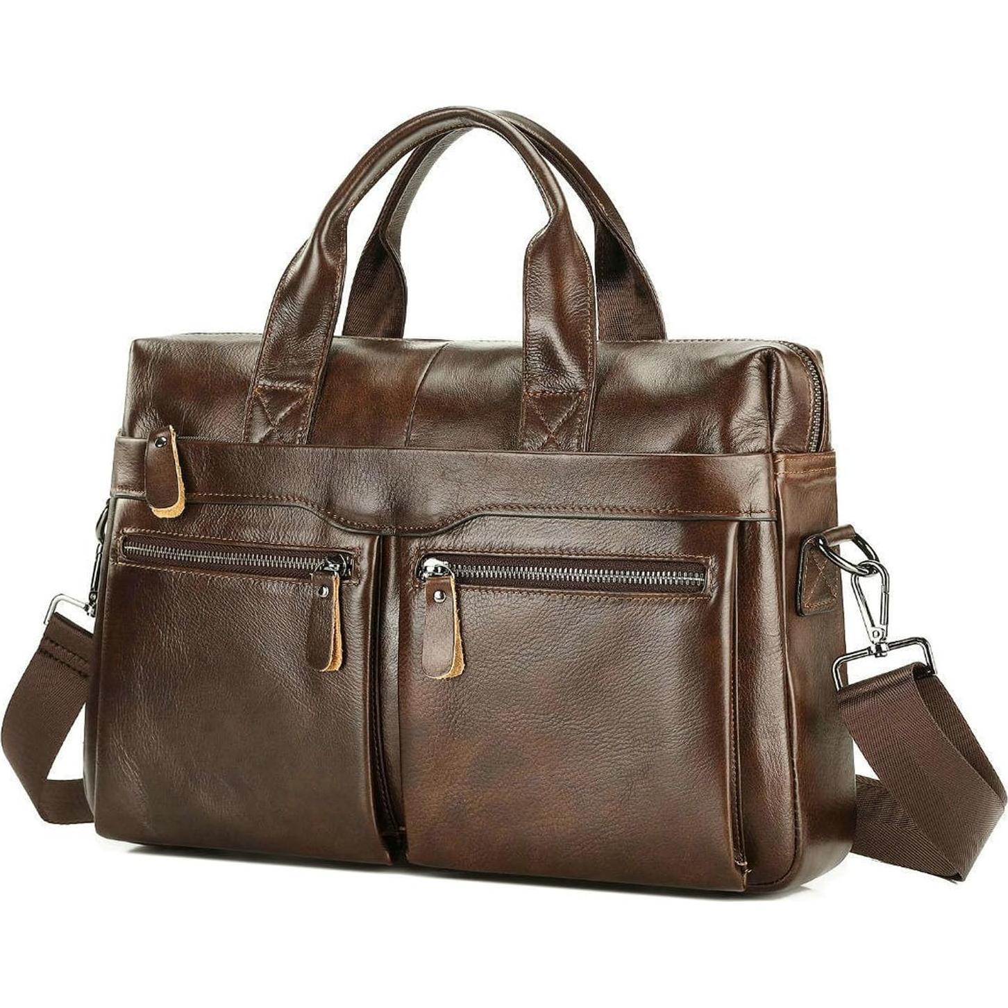 Maletín de Cuero Vintage Marrón Café para Laptop 39.88 cm