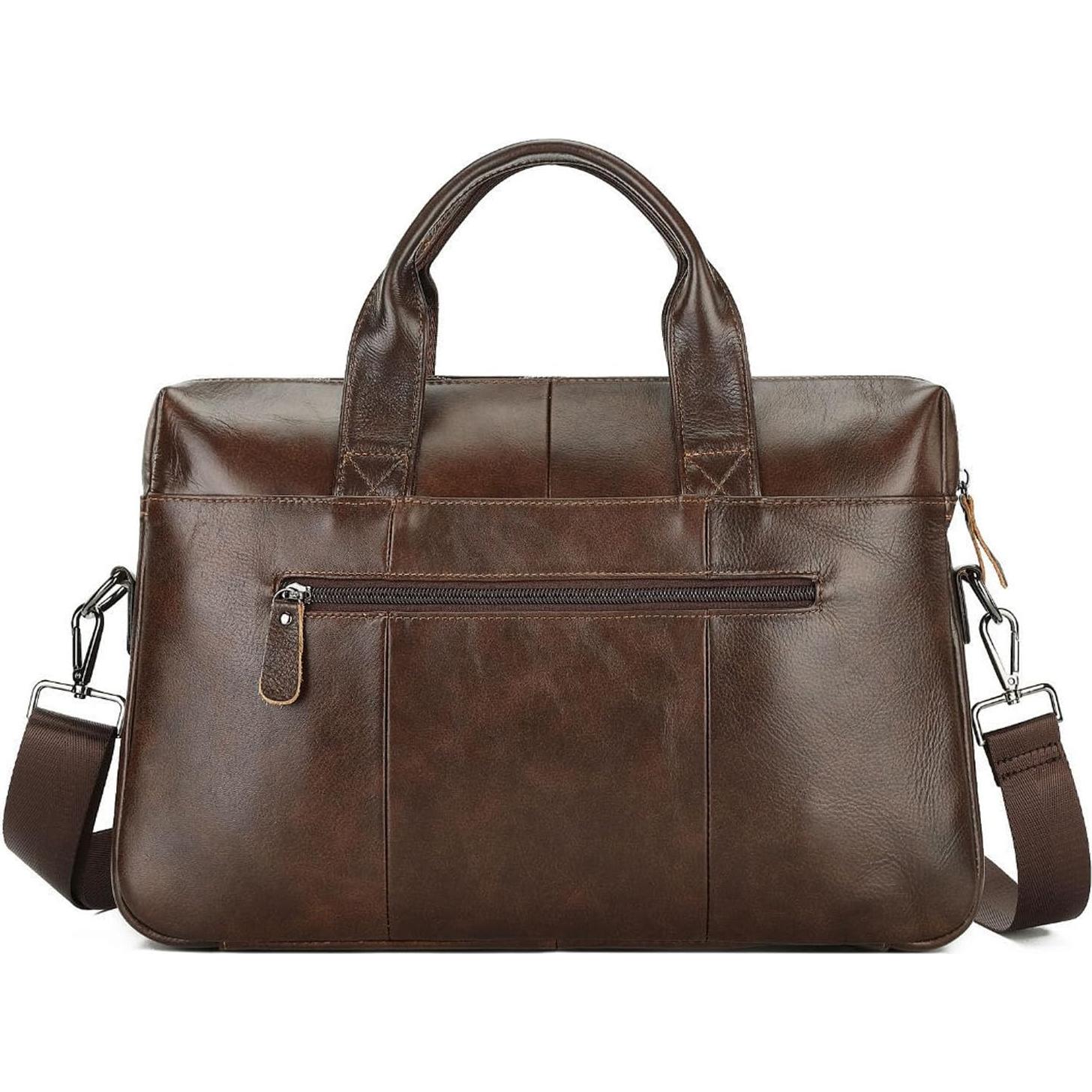 Maletín de Cuero Vintage Marrón Café para Laptop 39.88 cm