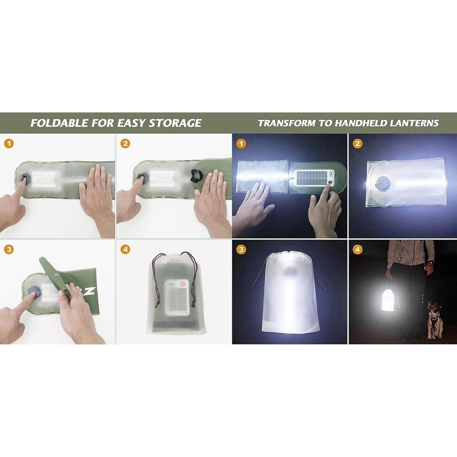 Linterna Inflable Solar ZTARX STS86 - 4 Modos, IP66, 4000mAh