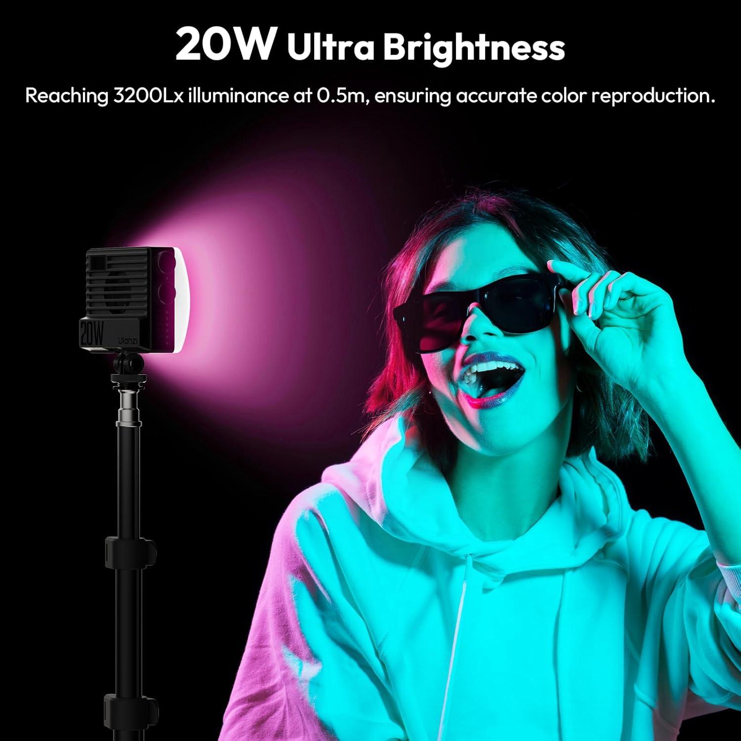 Luz de Vlogging LED ULANZI LM18 y LE20 RGB 20W Impermeable