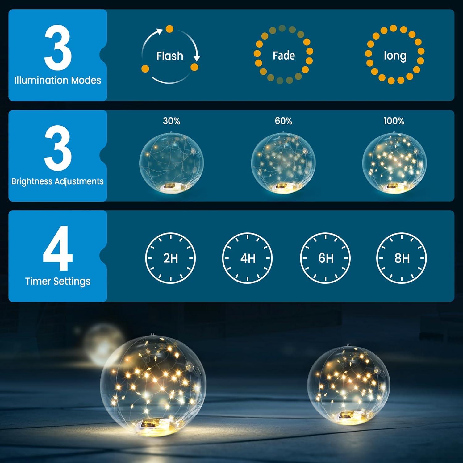 Luces de piscina flotantes solares numiko - LED 35.56 cm, 2 unidades