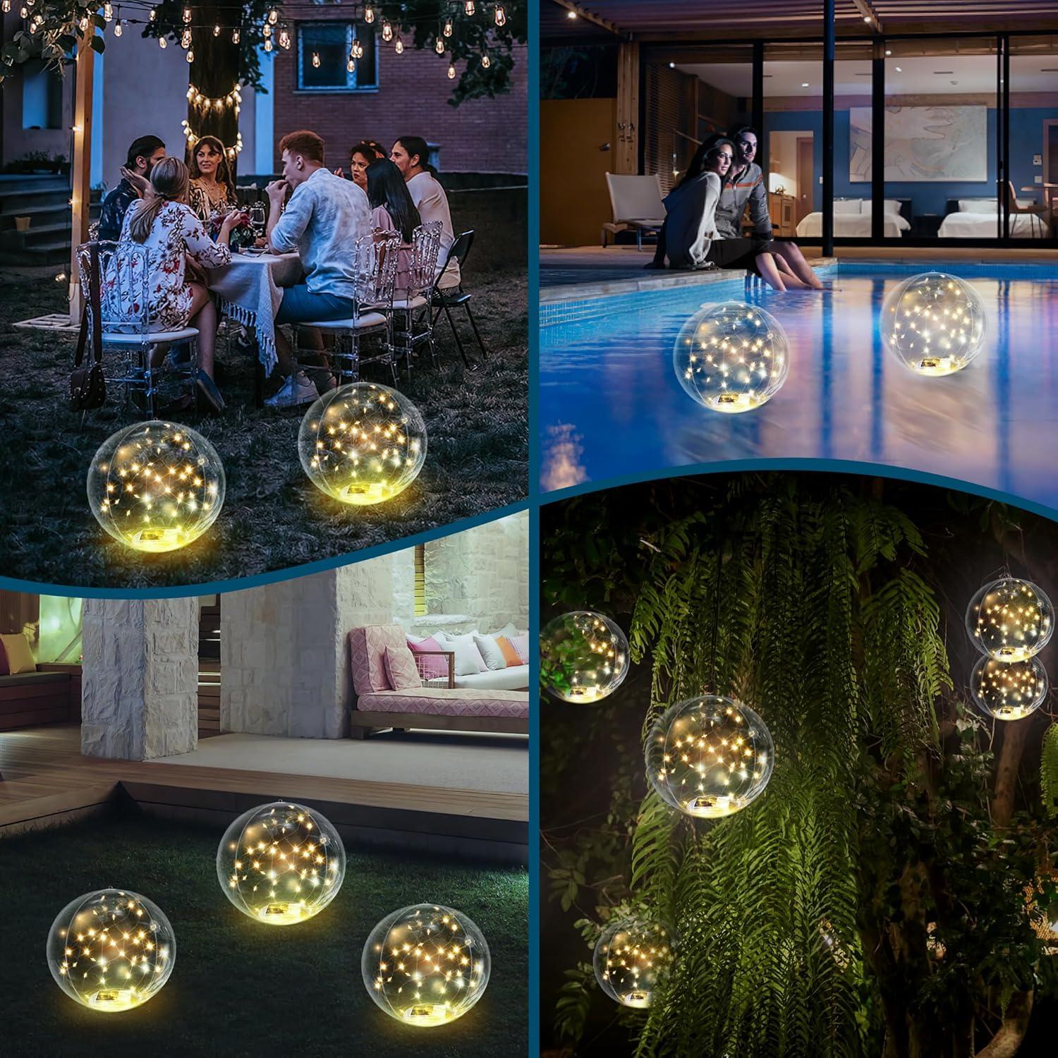 Luces de piscina flotantes solares numiko - LED 35.56 cm, 2 unidades