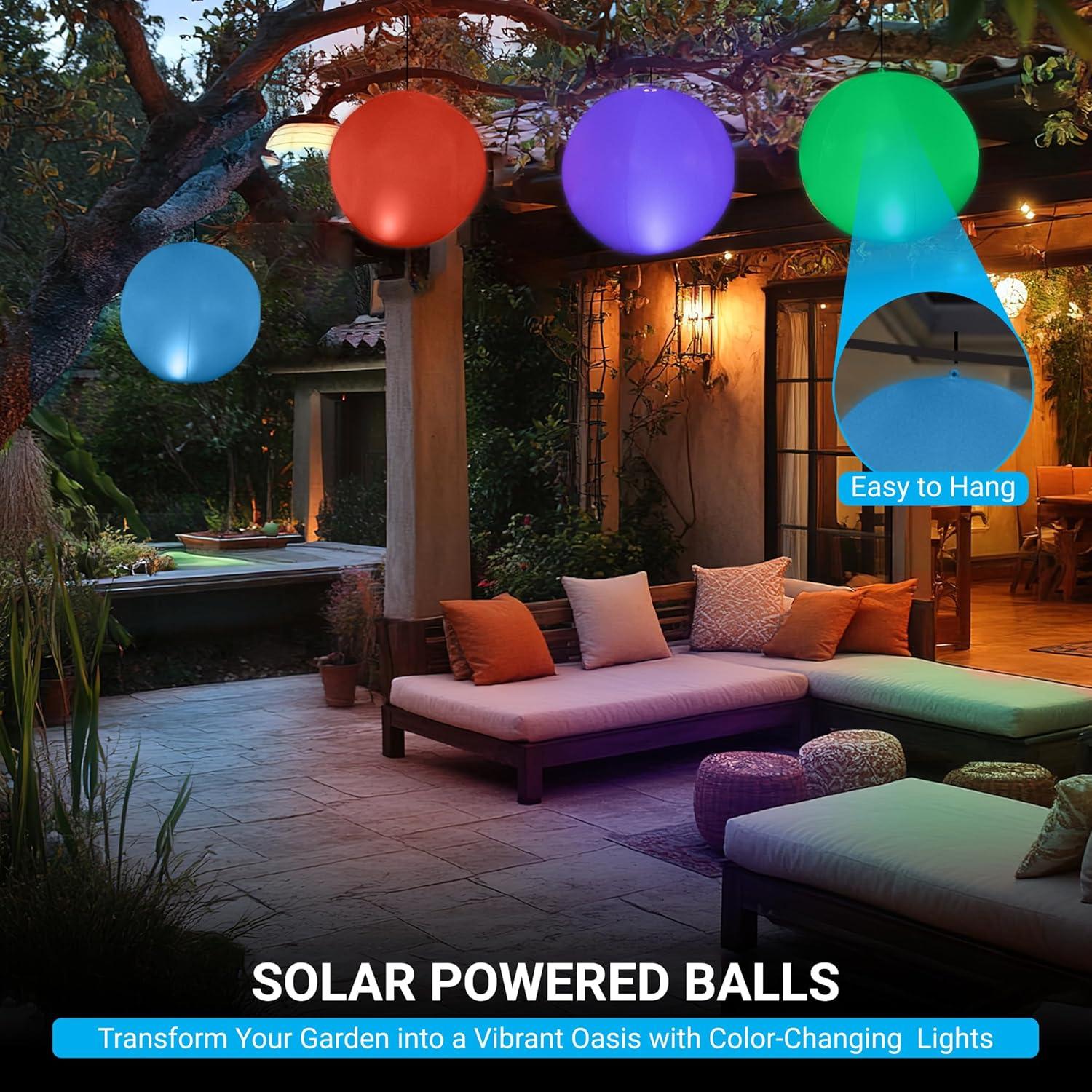 Luces Flotantes LED Solares NAYUNA - Paquete de 4 Bolas 35.56 cm