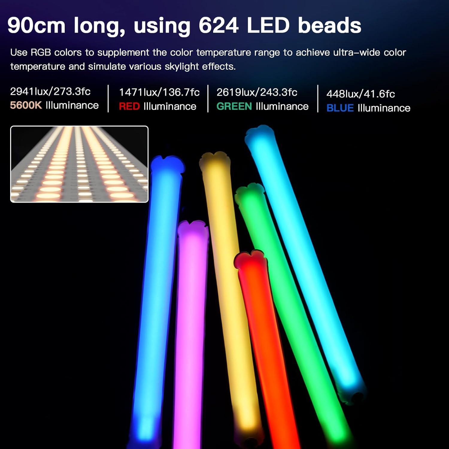Tubo de Luz Inflable RGB INKEE GCA30C 90cm 30W LED Portátil