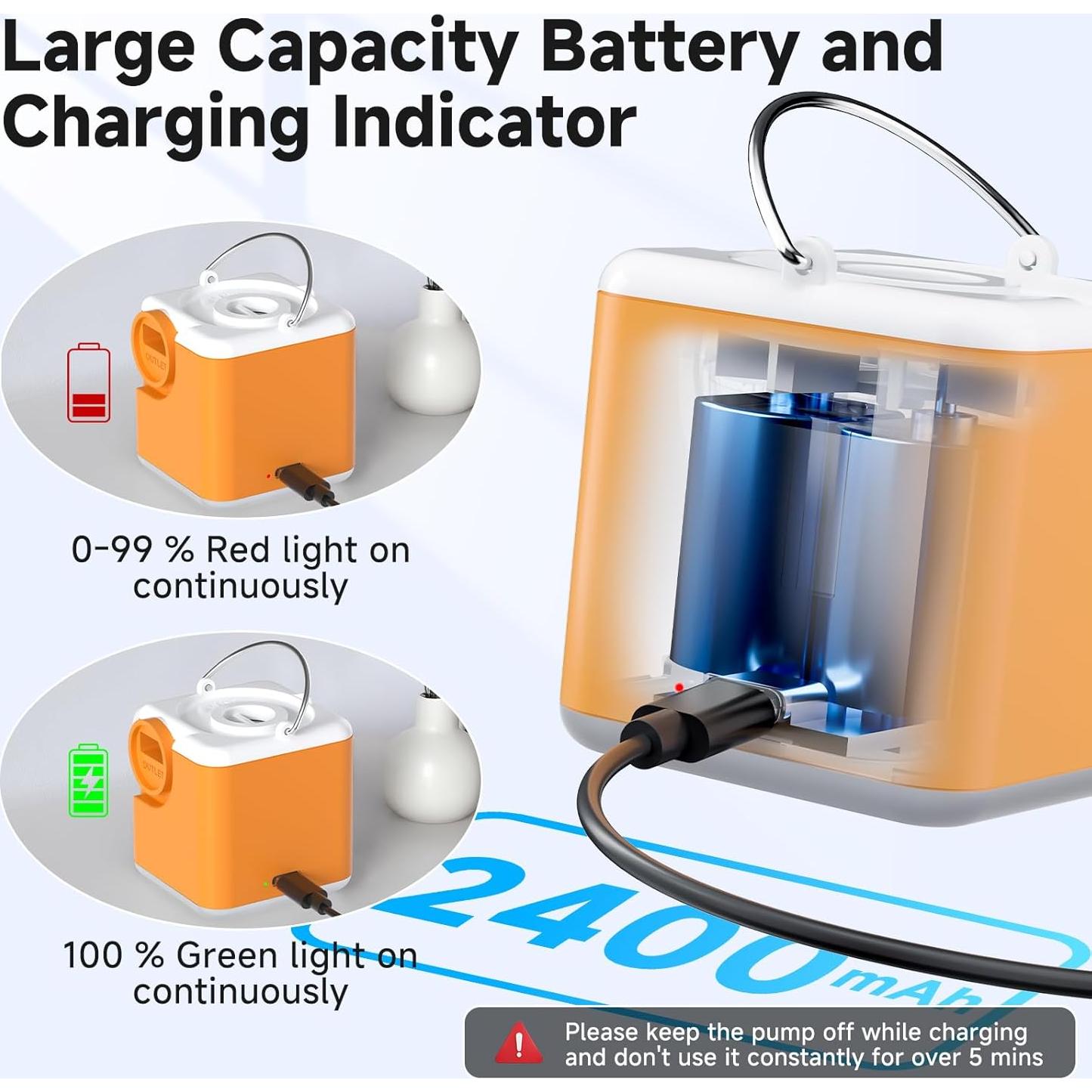 Bomba de Aire Portátil Clopria 2400mAh 4.5kPa con Luz